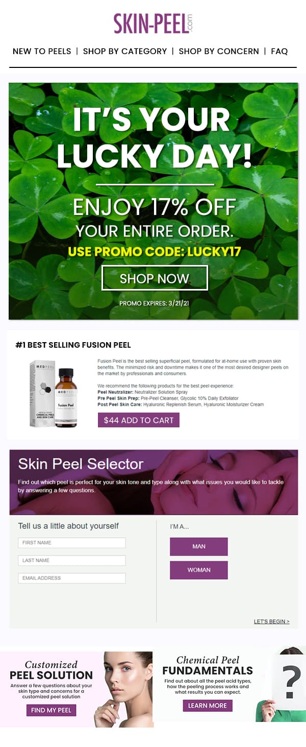 Skin-peel email design